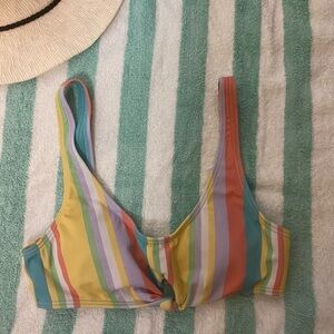 Reel Legends Teal and Multicolor Bikini Top